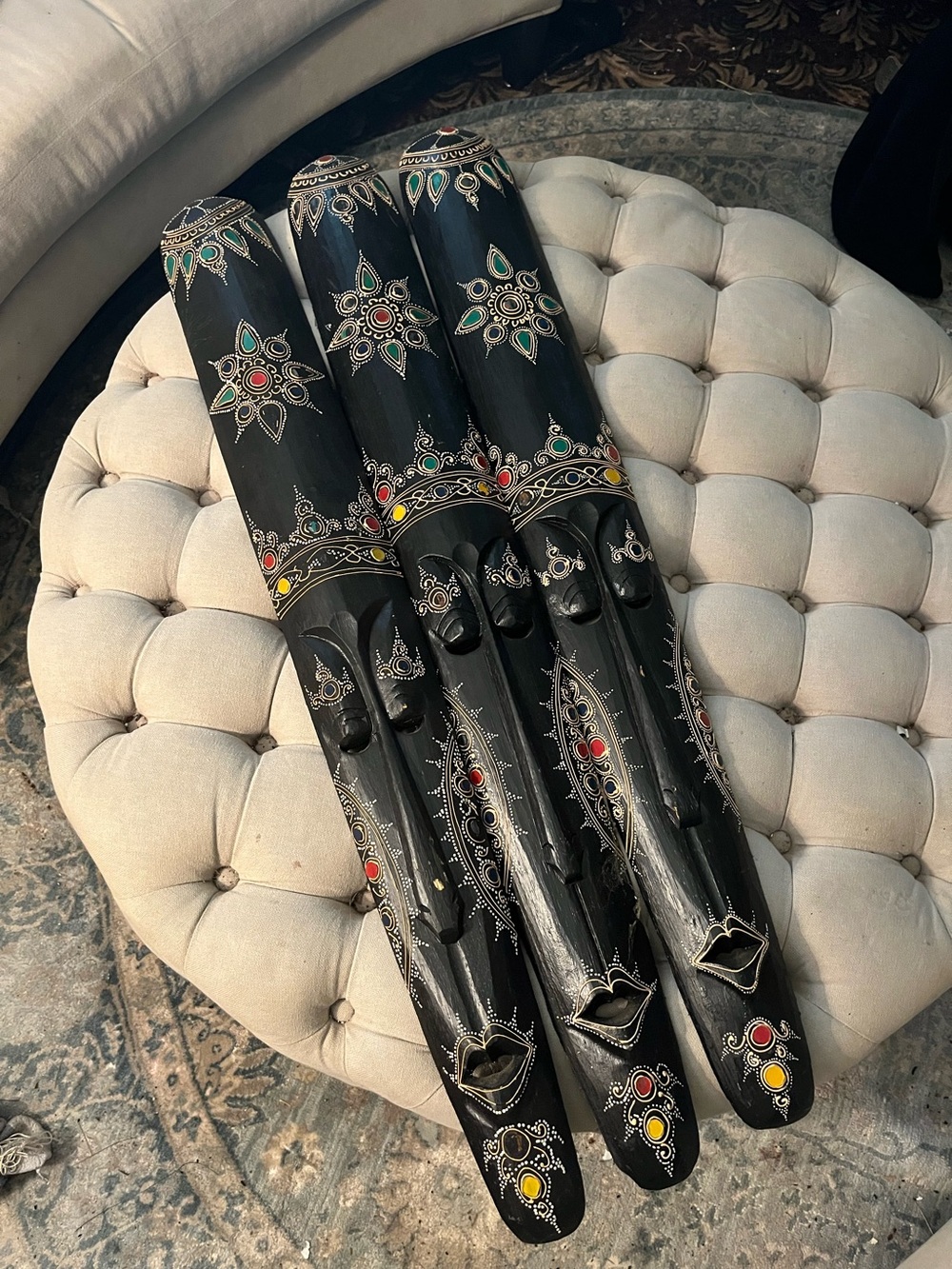 Hand-Painted Black Decorative Wood Masks – Bohemian Home Accent